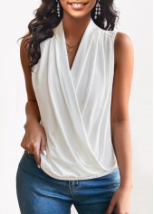 White V Neck Lightweight Tank Top