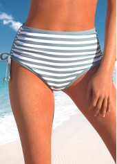 Wide Strap Striped Light Grey Bikini Set