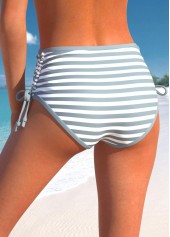 Wide Strap Striped Light Grey Bikini Set