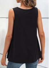 Lace Up V Neck Black Tank Top