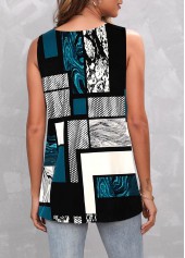 Geometric Print Metal Ring Multi Color Tank Top