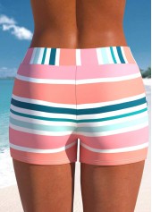 Multi Stripe Print Bowknot Pink Tankini Set