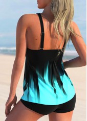 Ombre Criss Cross Cyan Tankini Top-No Bottom