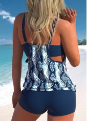 Tribal Print Criss Cross Navy Tankini Set