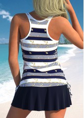 Striped Fake 2in1 Navy Tankini Set
