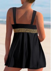 Wide Strap Patchwork Black Swimdress Top-No Bottom