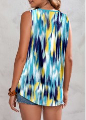 Dazzle Colorful Print Button Multi Color Tank Top