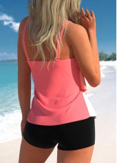Handkerchief Hem Coral Red Tankini Top-No Bottom