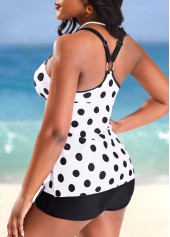 Polka Dot White Asymmetry Tankini Top-No Bottom
