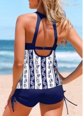 Paisley Print Cut Out Navy Tankini Top-No Bottom