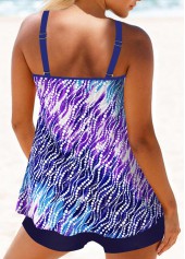 Polka Dot Metal Ring Multi Color Tankini Set