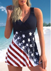 Plus Size American Flag Print Swimdress Top-No Bottom