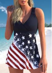 Plus Size American Flag Print Swimdress Top-No Bottom