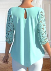 Mint Green Lace Round Neck Blouse
