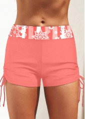 Geometric Print Patchwork Coral Tankini Set