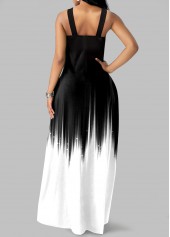 Ombre Criss Cross White O Shape Maxi Dress