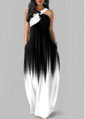 Ombre Criss Cross White O Shape Maxi Dress