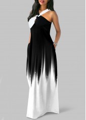 Ombre Criss Cross White O Shape Maxi Dress