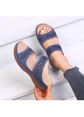Open Toe Hollow Falt Navy Sliders