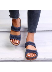 Open Toe Hollow Falt Navy Sliders