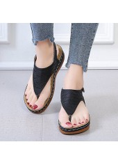 Toe Post Black Low Heel Flip Flops