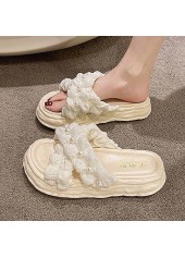 Low Heel White Open Toe Sliders
