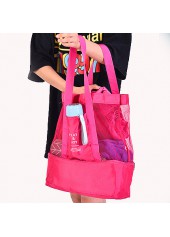 Mesh Hot Pink Hasp Shoulder Tote Bag
