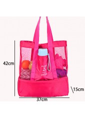 Mesh Hot Pink Hasp Shoulder Tote Bag