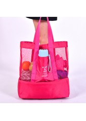 Mesh Hot Pink Hasp Shoulder Tote Bag