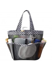 Striped Open Mesh Black Storage Bag