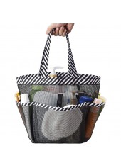 Striped Open Mesh Black Storage Bag