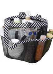 Striped Open Mesh Black Storage Bag