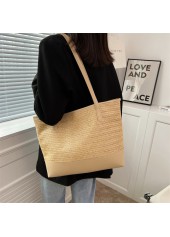 Hemp Light Camel Zip Shoulder Tote Bag