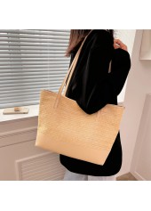 Hemp Light Camel Zip Shoulder Tote Bag