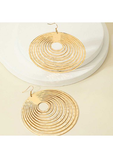 Gold Round Cut Out Alloy Earrings