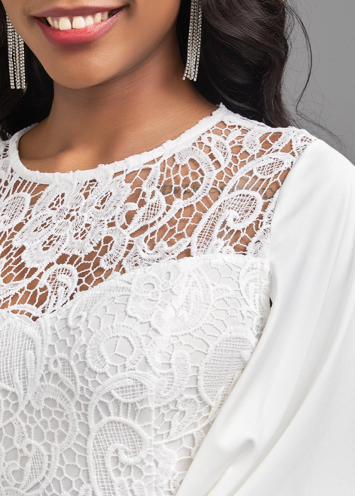 White Half Sleeve Lace Bodycon Dress