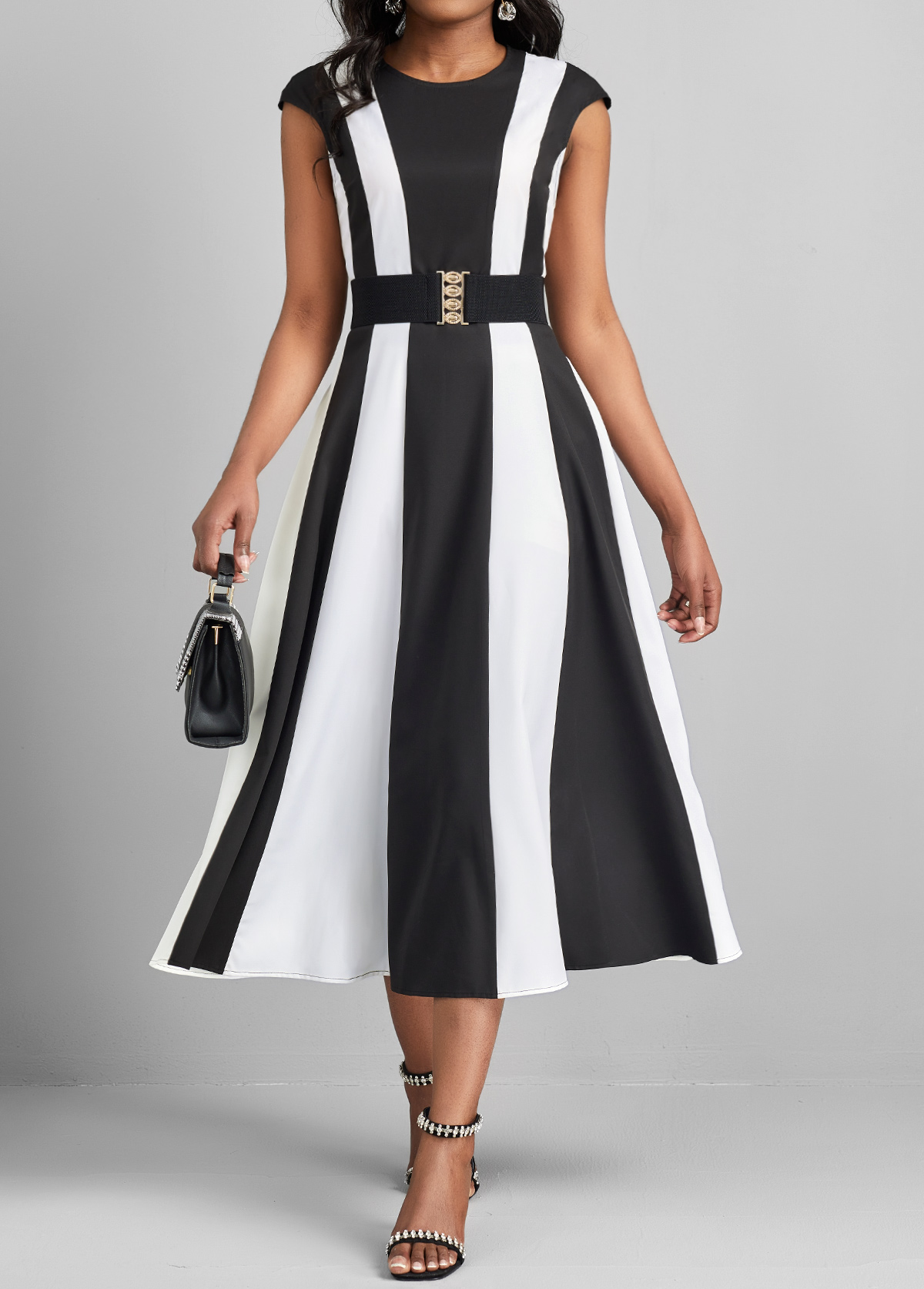 Round Neck Zipper Black Short Sleeve Dress | Rosewe.com - USD $36.98