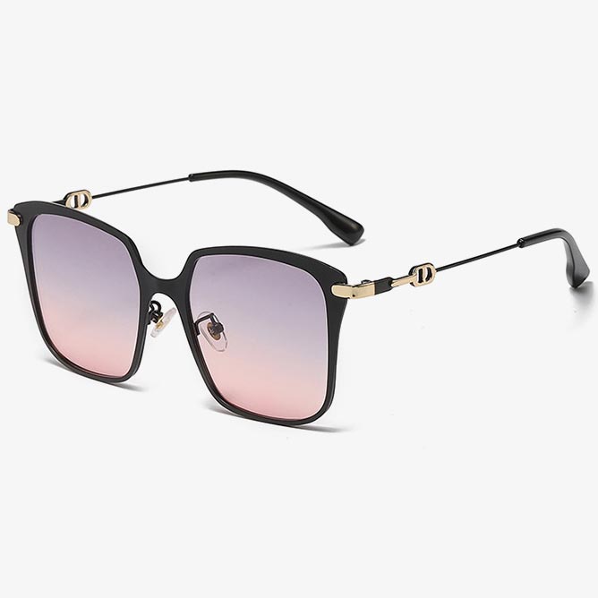 Geometric Pink Ombre Plastic Contrast Sunglasses