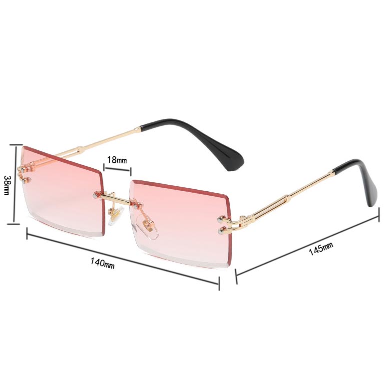 Metal Detail Geometric Design Pink Sunglasses