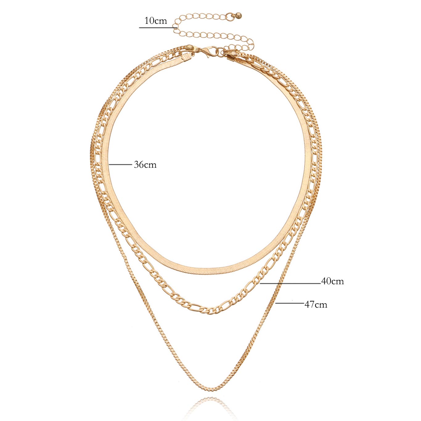 Metal Detail Layered Chain Gold Necklace