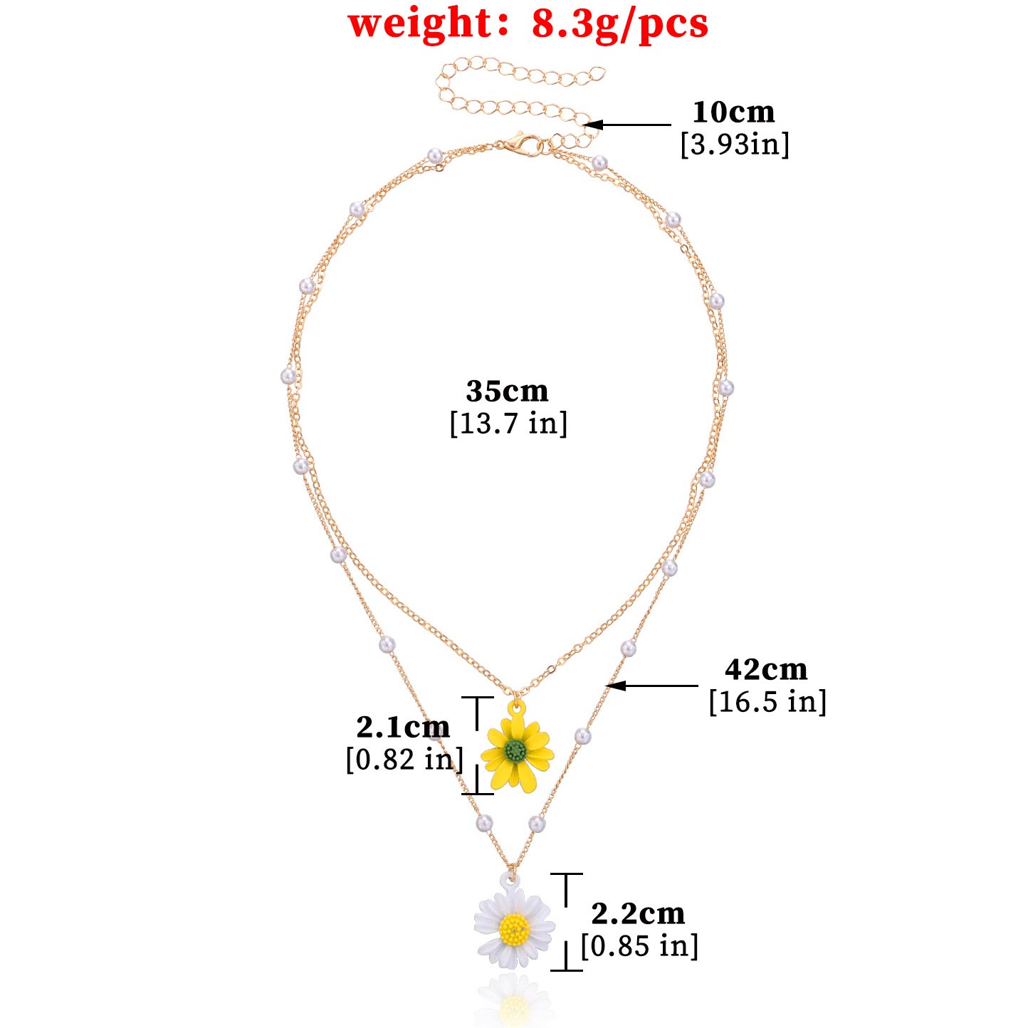 Pearl Layered Gold Floral Design Necklace