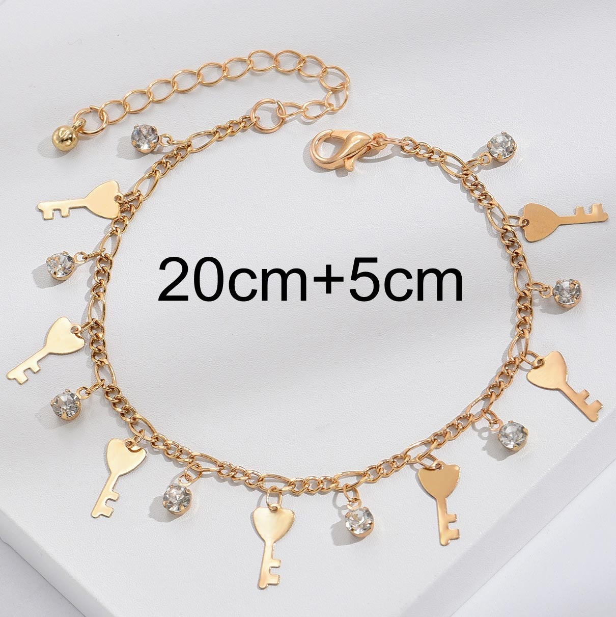 Rhinestone Design Gold Alloy Detail Anklet