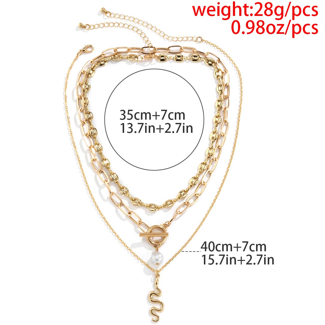 Layered Gold Metal Detail Necklace Set