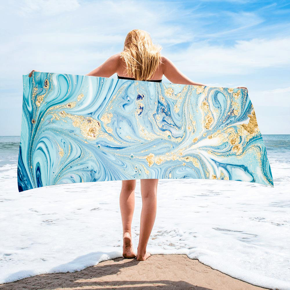 Ink Painting Print Multi Color Polyester Beach Blanket