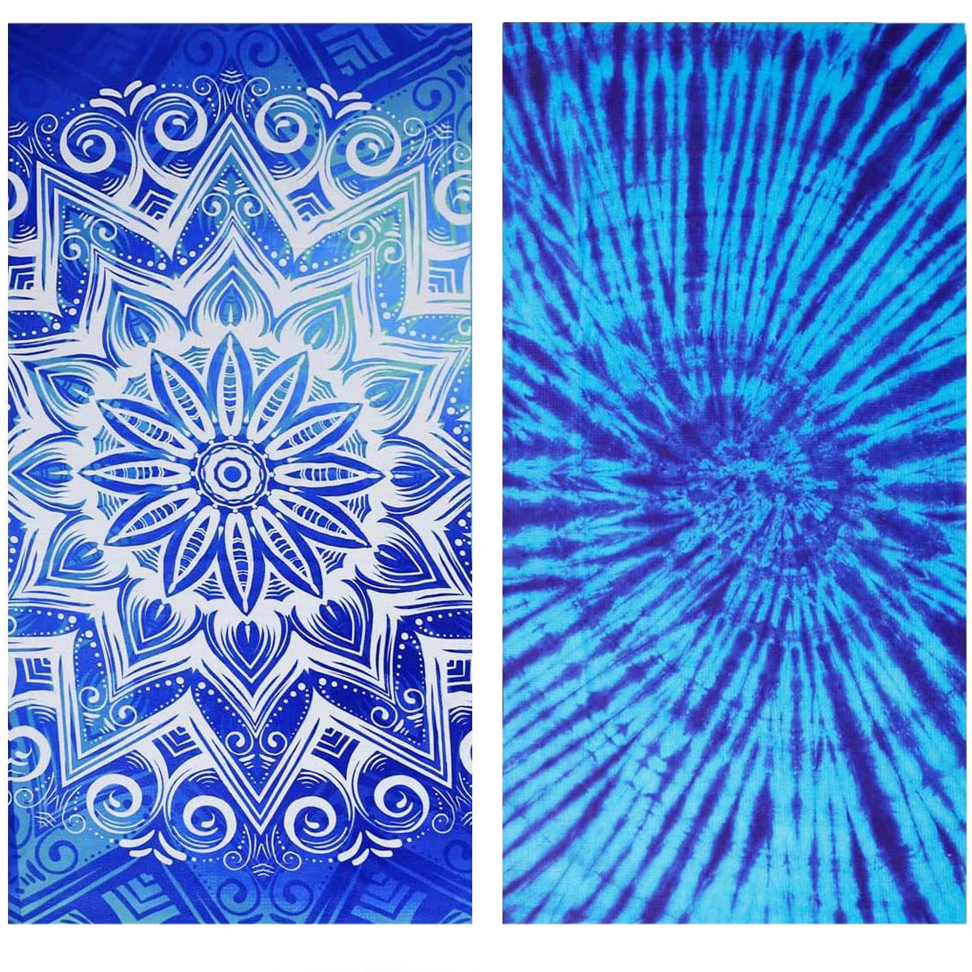 Double Sides Tie Dye Print Royal Blue Beach Blanket