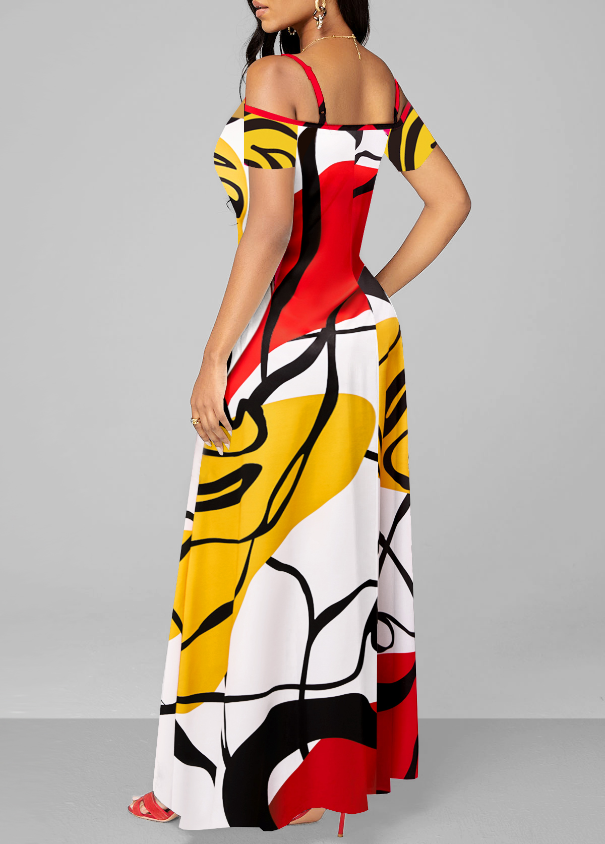 Graffiti Print Pocket Multi Color Maxi Dress