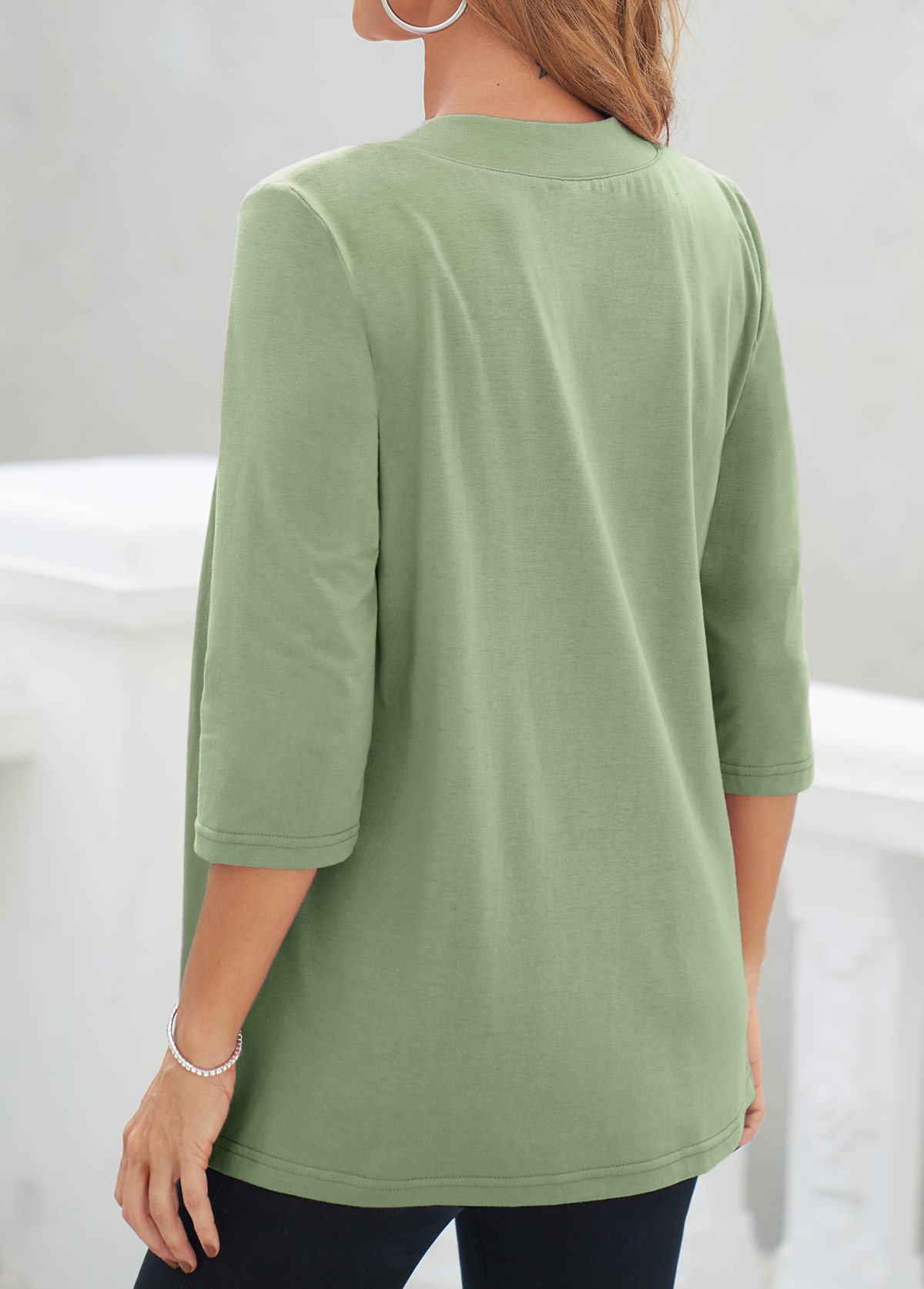 Sage Green Square Neck Lace T Shirt