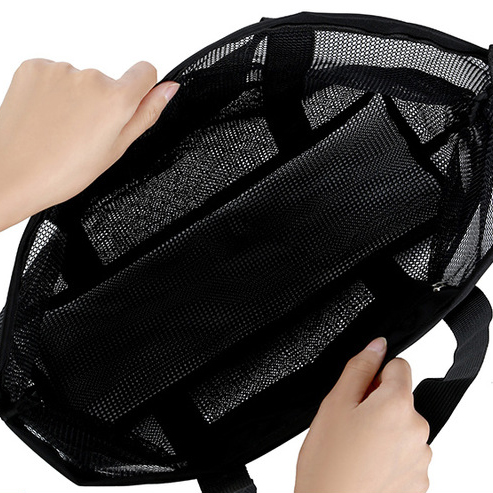 Open Design Mesh Detail Black Hand Bag