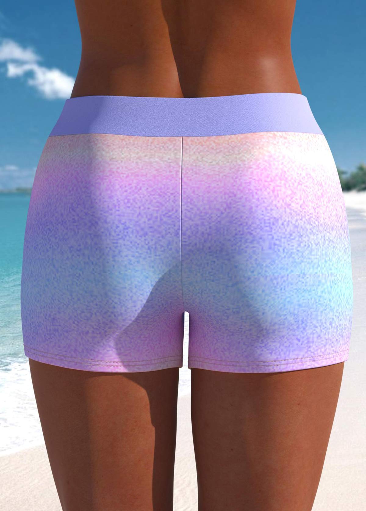 Ombre Light Purple Mid Waisted Swim Shorts