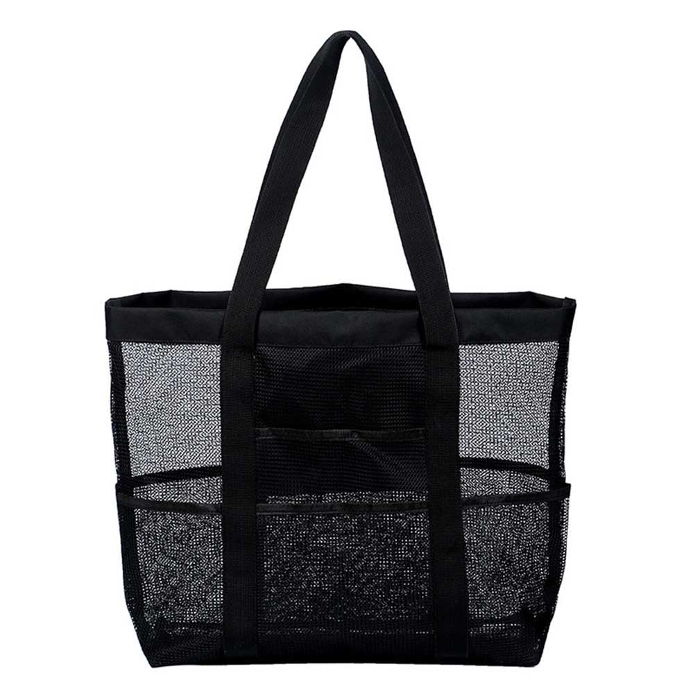 Black Color Mesh Detail Open Hand Bag